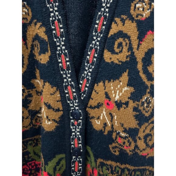 Vintage Norton McNaughton Floral Pattern Knit Cardigan Sweater SZ Medium - Picture 4 of 8